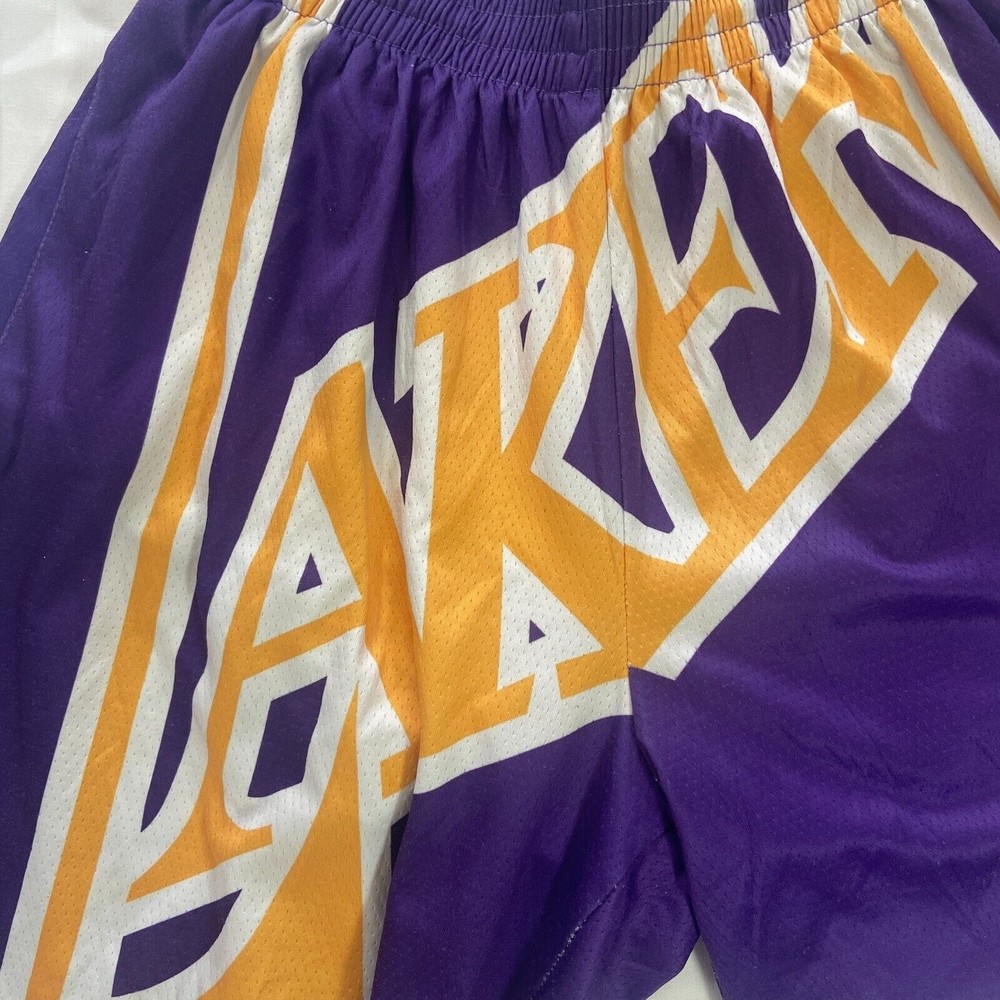 Vintage 90s Los Angeles Lakers Mens Size Small Embroidered Basketball Shorts NBA - Picture 2 of 5